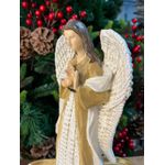Anjo Em Resina Estrela Branco E Bege Decoração Natal 30cm