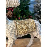 Rena Decorativa Em Resina Natal Branca E Bege Trançado 39cm