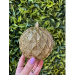 Jogo 4 Bolas De Natal Losango Glitter Dourada 10cm Cromus