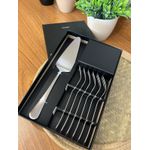 Conjunto 7 Peças pra Bolo Espátula e Garfinhos Aço Inox Kit Bolo