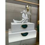 Caixa Decorativa Madeira com Tecido Bege 25cm