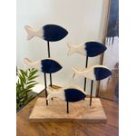 Decoração Marítima Para Casa Em Madeira Com Peixes 30cm