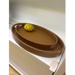 Bandeja Mdf Revestida Em Courino G Marrom 52cm Mart