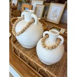 Vaso Rústico Branco Com Colar Em Cerâmica 25cm