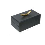 Caixa Decorativa em MDF Courino Preto Detalhe Dourado 18cm