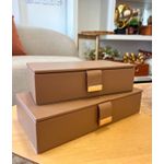 Kit 2 Caixas Decorativas / Organizadoras Em Pu Marrom