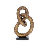 Escultura Decorativa Enfeite Moderna Abstrato Em Luxo Dourado Envelhecido