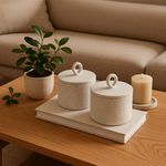 Pote Com Tampa Decorativo Em Ceramica Off White 17cm