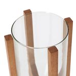 Vaso Decorativo em Vidro e Madeira 21cm