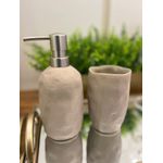 Kit Lavabo Porta Sabonete Líquido Escova Mart Ceramica Cinza