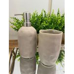 Kit Lavabo Porta Sabonete Líquido Escova Mart Ceramica Cinza
