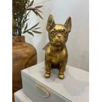 Escultura Decorativa Cachorro Sentado Dourado Bulldog 17cm