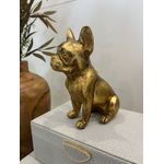 Escultura Decorativa Cachorro Sentado Dourado Bulldog 17cm