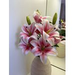Lírio Rosa Artificial Buque Com 9 Flores 55cm Toque Real