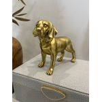Escultura Decorativa Cachorro Poliresina Dourado 12cm