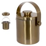Balde Para Gelo Com Alça Aço Inox Dourado 1,5l