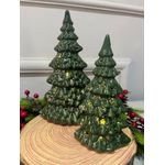 Árvore Decorativa Em Porcelana Verde Com Estrela Led 19cm