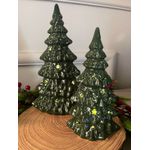 Árvore Decorativa Em Porcelana Verde Com Estrela Led 19cm