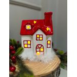 Casinha Cêramica Noel Nevada Led Vila Natalina Branco 20cm