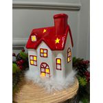 Casinha Cêramica Noel Nevada Led Vila Natalina Branco 20cm