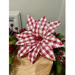 Flor de Natal Xadrez Vermelho e Branco