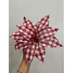Flor de Natal Xadrez Vermelho e Branco