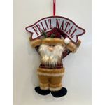 Enfeite Natal Pendurar Papai Noel com Placa Feliz Natal 38cm