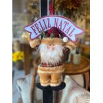 Enfeite Natal Pendurar Papai Noel com Placa Feliz Natal 38cm