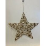 Estrela Pendurar Gliter Aramada Champagne 40cm Natal