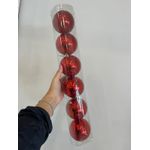 Jogo 6 Bolas de Natal Tubo Perolada Vermelho 8cm
