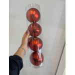 Jogo 4 Bolas De Natal Perolada E Fosca Tubo Vermelho 10cm