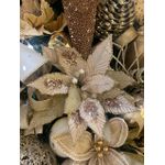 Flor Natalina Poinsetia Champagne Glitter Luxo Natal