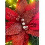 Flor De Natal Poinsetia Vermelha Veludo Glitter Luxo Natal Vermelho