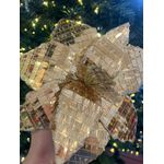 Flor De Natal Poinsetia Dourado Espelhado Luxo Natal