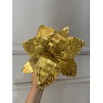 Flor De Natal Poinsetia Dourado Espelhado Luxo Natal