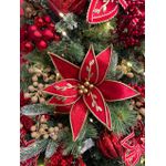 Flor Natalina Veludo Vermelho Com Dourado Luxo Flor De Natal