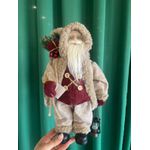 Papai Noel Em Pé Presente Lanterna Vinho E Bege 30cm Natal Bege