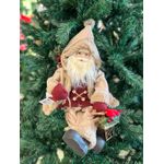 Papai Noel Sentado Presente Lanterna Vinho E Bege 45cm Natal