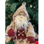 Papai Noel Sentado Presente Lanterna Vinho E Bege 45cm Natal