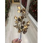 Galho Natal Grande Dourado Azevinho Brilho E Pinhas 70cm Dourado E Marrom