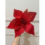 Flor Natalina Poinsetia Vermelha Com Brilho Cromus