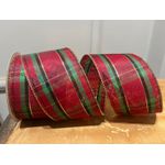 Fita Natalina Aramada 6,3cm Vermelho E Verde Fio Dourado Cromus