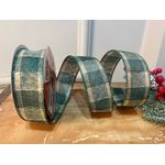Fita Natalina Aramada 3,8cm Xadrez Verde 9,14mts Cromus Natal