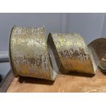 Fita De Natal 6,3cm Natural Com Risca Dourada 9,14mts Cromus