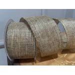 Fita Natalina Aramada 6,3cm Juta C Brilho Dourado 9,14mt