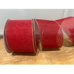 Fita Decorativa 6,3cm Vermelha Detalhes Dourado 9,14m Vermelho