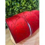 Fita Natalina Aramada 6,3cm Veludo Vermelho Glitter 9,14mt