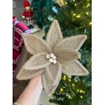 Flor Bico De Papagaio Rústica Poinsetia Bege Juta Natal