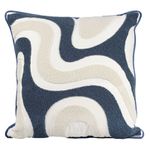 Almofada Sarja Off Com Bordado Orgânico Em Azul Decortextil