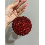 Jogo 3 Bolas De Natal Brilho Vermelho 10 Cm Cromus Natal